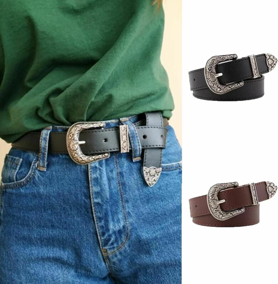 OVOY Ovoy Western-Belts Women-Leather-Belt Vintage Waist-Belt With Buckle For Ladies Jeans Dresses | Belts