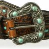 Nocona Belt Co. Nocona Belt Co. Women'S Scroll Embossed Painted Turquoise Oval Belt | Belts