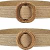 Wlicon Wlicon 2Pcs Woven Belts For Women,Wide Elastic Straw Braided Belts Women With Large Rattan Buckle For Dresses | Belts