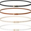 SUOSDEY Suosdey 4 Pack Thin Belts For Women Skinny Leather Belts With Metal Buckle For Dresses Pants Jeans | Belts