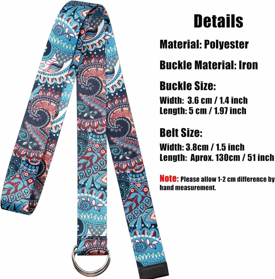 NVKIC Nvkic Women'S Web Belt With Double D-Ring Buckles 1.5\" Wide Vintage Coloful Printed Adjustable Casual Jeans Belts | Belts