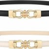 SUOSDEY Suosdey 2 Pack Women'S Skinny Leather Belt For Dresses Thin Waist Belt Faux Leather Belt For Ladies | Belts