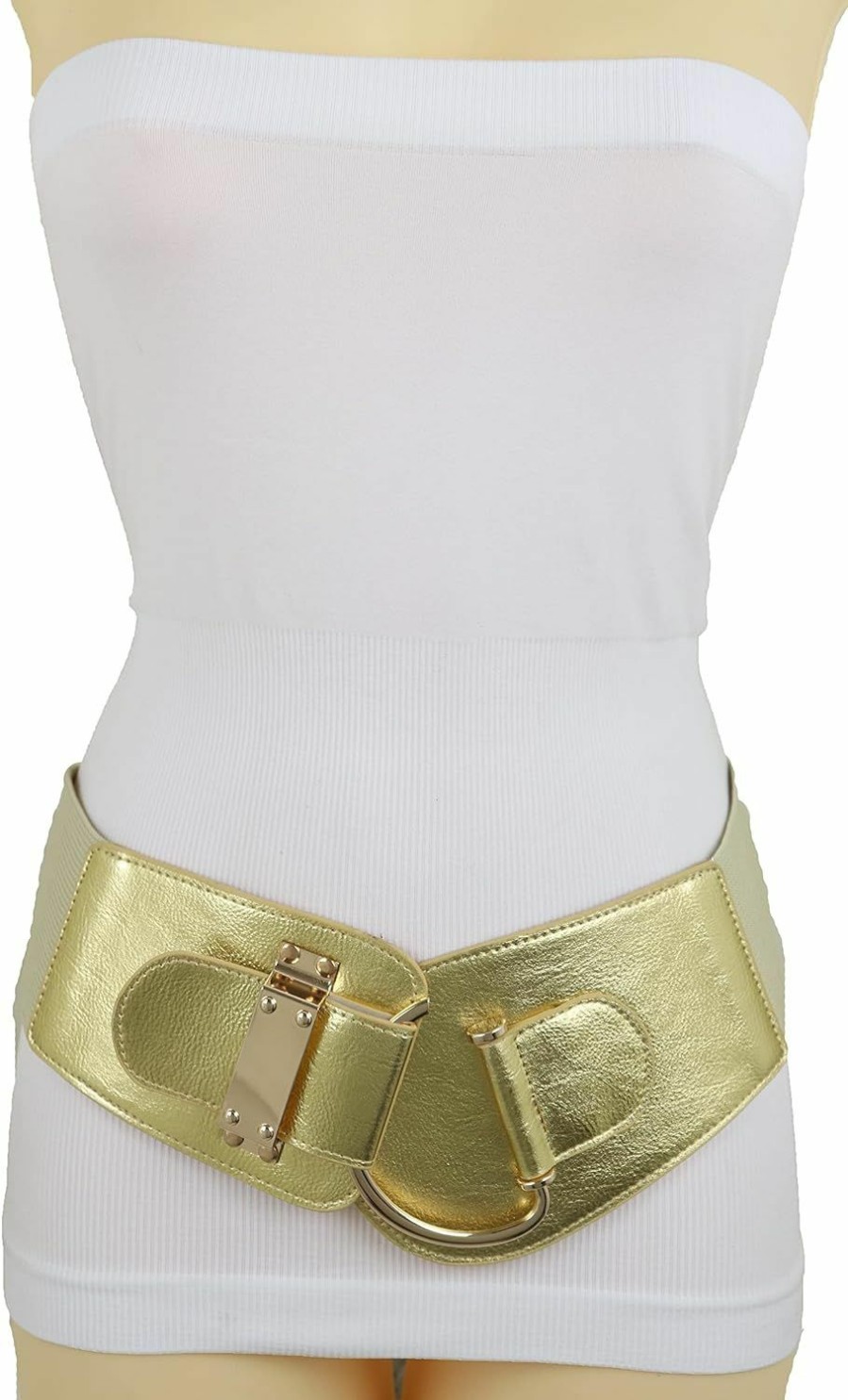 TrendyFashionJewelry Trendyfashionjewelry Women Fashion Gold Elastic Waistband Belt Waist Hip Metal Hook Buckle Size M L | Belts