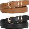 JASGOOD Jasgood 2 Pack Women Leather Belt For Jeans Fashion Ladies Belts For Pants Dresses With Gold Buckle | Belts