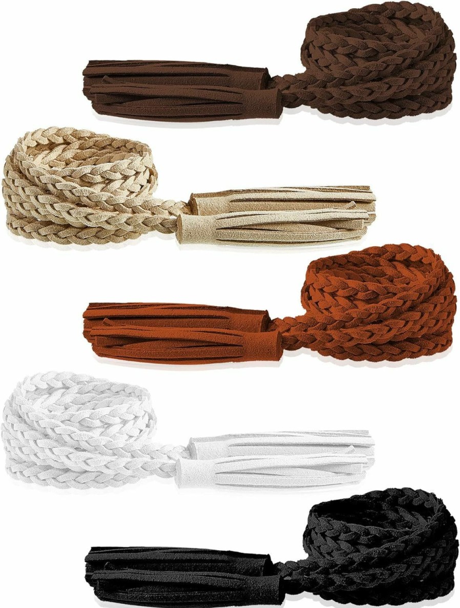 Geyoga Geyoga 5 Pieces Rope Belt For Women Skinny Woven Boho Belt Braided Belt Stretch Thin Tassel Waist Belt Rope Chain Accessories For Skirt Dress, Christmas Party | Belts