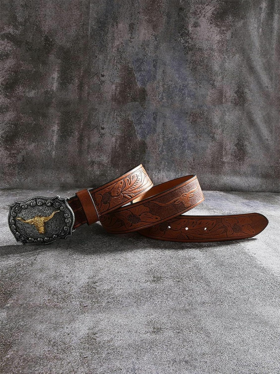 Verdusa Verdusa Women'S Vintage Western Leather Buckle Belt | Belts