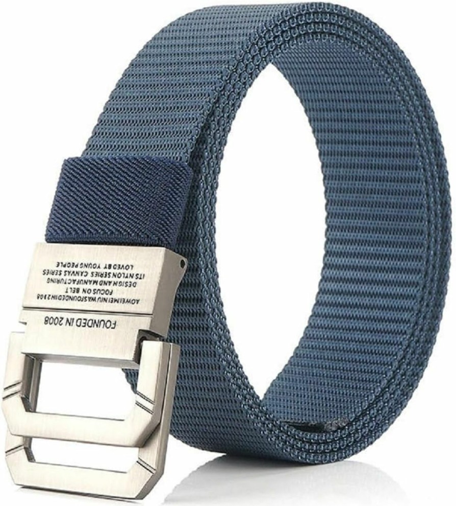 AIBEARTY Aibearty Uni Canvas Belt Casual Metal Double Ring Buckle Waist Belts Webbing Tactical Military Cloth Belt For Men Women | Belts