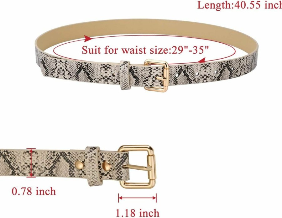 Ayliss Ayliss Womens Belts Snakeskin Pu Leather Slim Thin Waist Belt Casual For Jeans Dresses Pants | Belts