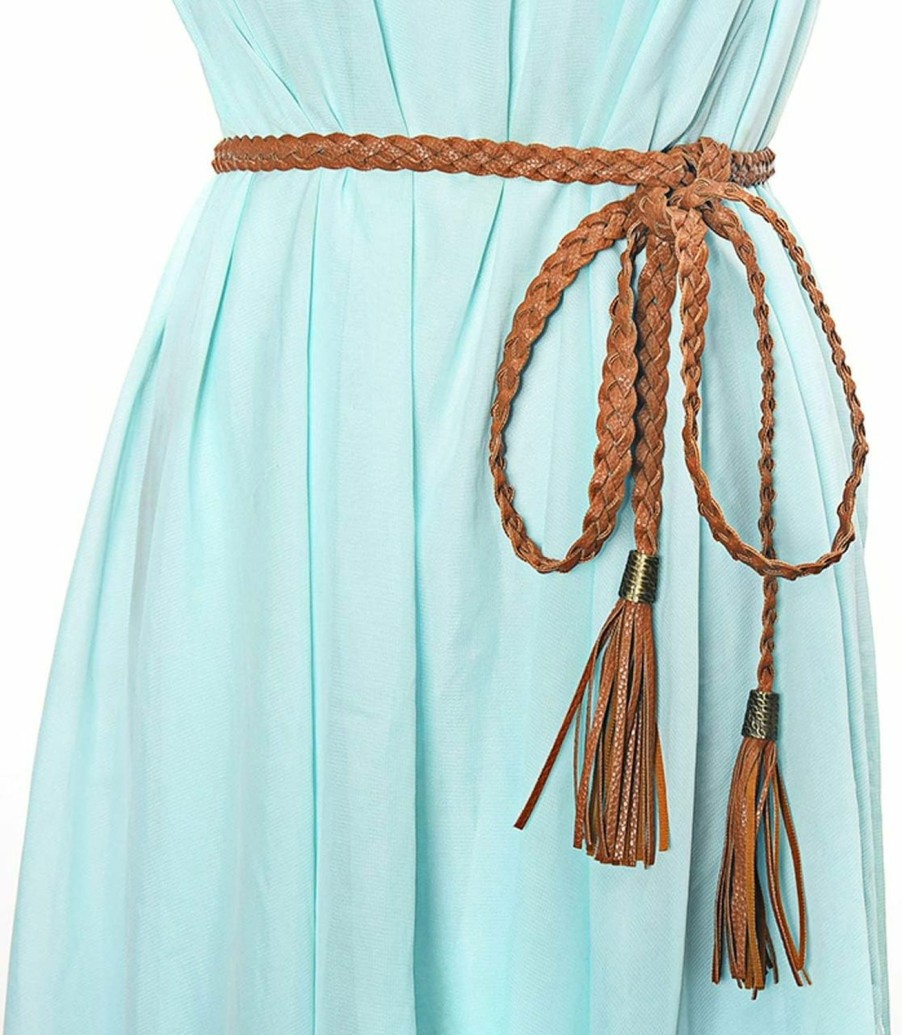 Ayliss Ayliss Women Tassel Braided Waist Belt Skinny Woven Belt For Dress | Belts