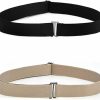 BLMHTWO Blmhtwo 2Pcs Invisible Elastic Belt, Adjustable No Show Belts No Buckle Women Belt Elastic Stretch Belt With Flat Metal Buckle Waist Belt For Women Jeans Pants Dresses(Black, Khaki) | Belts