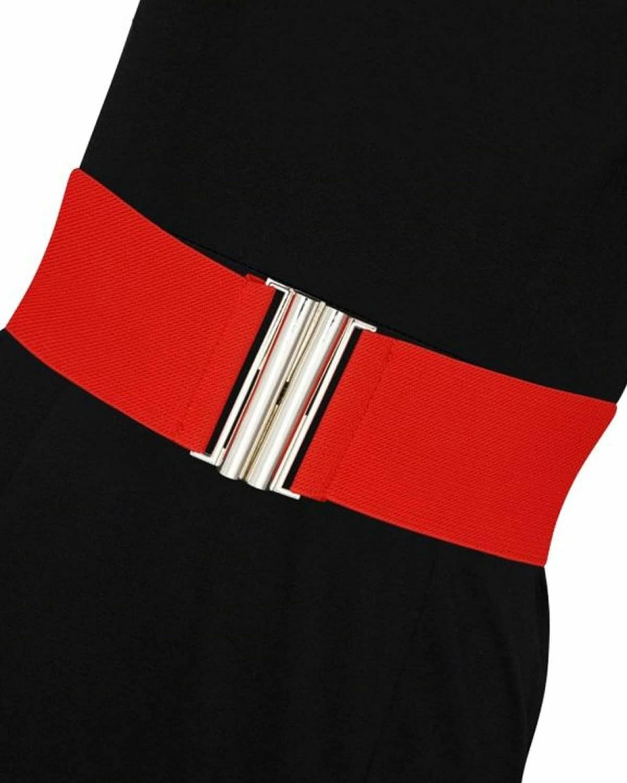 Ro Rox Ro Rox Florence Vintage Belt | Elasticated Belt For Women | Retro Wide Belt | Nurse 50'S Style Belt With Silver Buckle | Belts