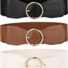 JASGOOD Jasgood 3 Pack Women Wide Elastic Waist Belt For Dress Ladies Stretch Belt With Gold Round Buckle | Belts