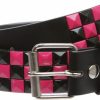 beltiscool Snap On 1 1/2" Fuchsia & Black Checkerboard Punk Rock Studded Belt | Belts