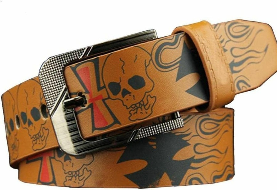 AIBEARTY Aibearty Punk Skull Skeleton Pattern Pin Buckle Belt Gothic Casual Pu Leather Waistband For Women Men | Belts