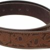 BC Belts Womens Leather Belt Strap With Embossed Western Flowers Pattern 1.5" Wide With Snaps | Belts