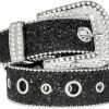 UTOWO Utowo Silver Sequins Rhinestone Belt For Women, Western Cowgirl Bling Studded Leather Belt For Jeans Dress Pants | Belts