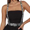 COSYDAYS Cosydays Punk Rhinestone Waist Belt Black Pu Leather Belt Sparkly Harness Waist Strap Rave Waist Accessoires Belt For Women And Girls | Belts