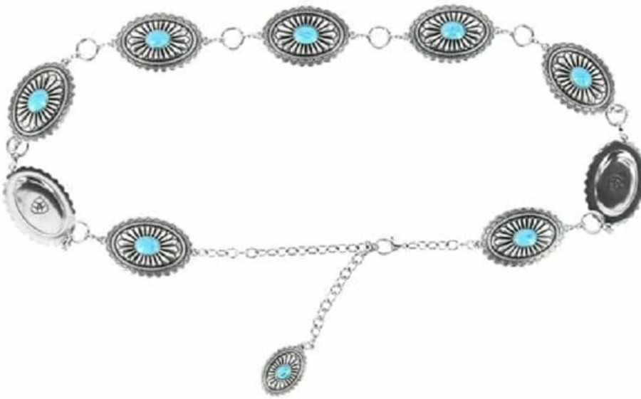 ARIAT Ariat Turquoise Concho Chain Belt - Ladies, Silver | Belts