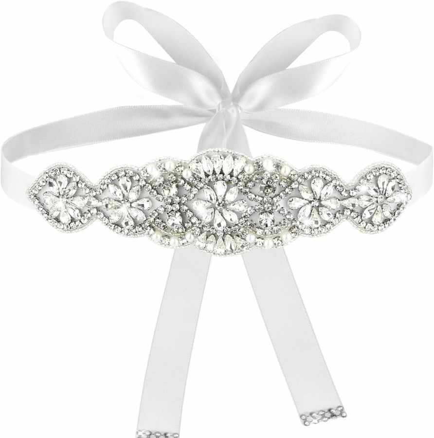 Amaxiu Amaxiu Bridal Flower Rhinestones Belt, Handcraft Bling Wedding Belt Bride Waist Belt Crystal Waistband For Women Dress | Belts