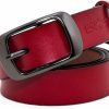 ESPOFY Women'S Belt Genuine Leather Belt With Single Prong Alloy Buckle Red Black Brown | Belts