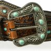 Nocona Belt Co. Nocona Belt Co. Women'S Scroll Embossed Painted Turquoise Oval Belt | Belts