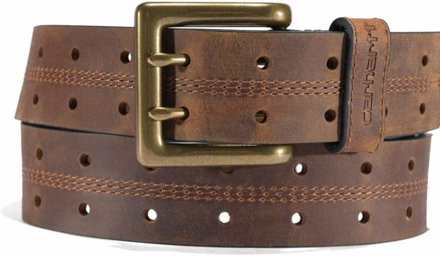 Carhartt Carhartt Casual Rugged Belts For Men, Available In Multiple Styles, Colors & Sizes, Saddle Leather Double Prong (Brown), 34 | Belts