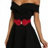 COSYDAYS Cosydays Wide Bow Waist Belt Red Elastic Rhinestone Belts Bowknot Dress Waistband For Women And Girls (Red) | Belts