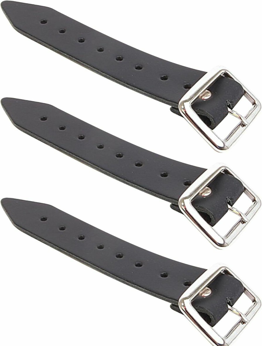 Kilt Emporium Kilt Emporium: Genuine Leather Kilt Extension Straps Buckle Extenders - 7\" X 1.25\" Belt Extender For Men - Customizable Fit & Heavy-Duty Metal Buckle Extender - Set Of 3, Black | Belts