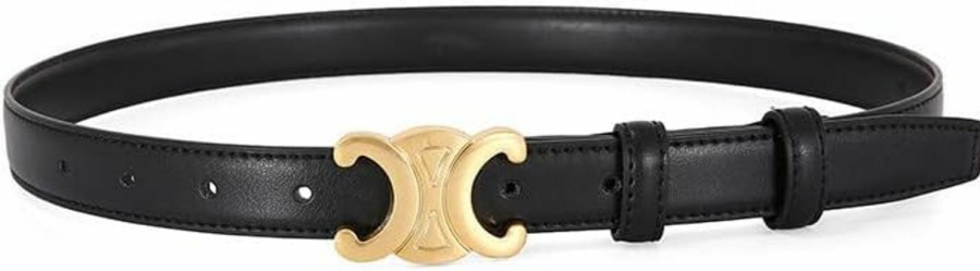 KSCUSTOM Womens Leather Belt With Gold Color Buckle, Fashion Soft Leather Waist Belt With Pin Buckle For Jeans Pants,Width 1" | Belts