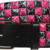 beltiscool Snap On 1 1/2" Hot Pink & Black Checkerboard Punk Rock Studded Belt | Belts