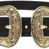 ALAIX Alaix Women'S Belt Western Vintage Style Genuine Leather Belt Two Buckles Waist Belts For Jeans Dress Pants Black | Belts