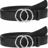 NBLYOS 1 & 2 & 3 Pack Women Belts Faux Leather For Jeans Fashion Belt With Double O-Ring Buckle | Belts