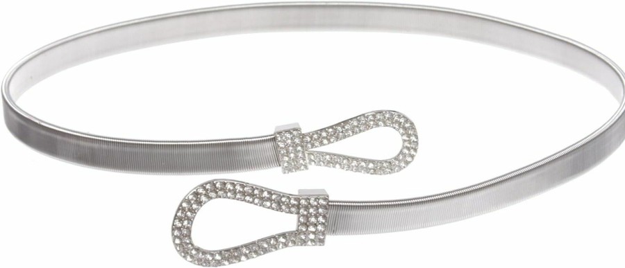 beltiscool Beltiscool Women'S Rhinestone Skinny Knot Buckle Piece Stretch Waist Chain Belt | Belts