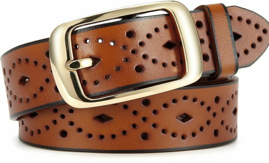 CHAOREN CR Chaoren Womens Belts For Jeans - Leather Belt Women 1.3" Width - Genuine Leather Crafted By Hand | Belts