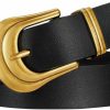 XZQTIVE Xzqtive Women'S Leather Belt Plus Size Ladies Western Belt Silver Gold Buckle Black Waist Belt For Jeans Pants Dresses | Belts