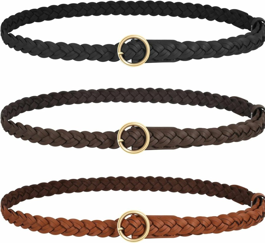 JASGOOD Jasgood Women'S Braided Leather Belts Skinny Woven Waist Belts For Jeans Pants Dress | Belts