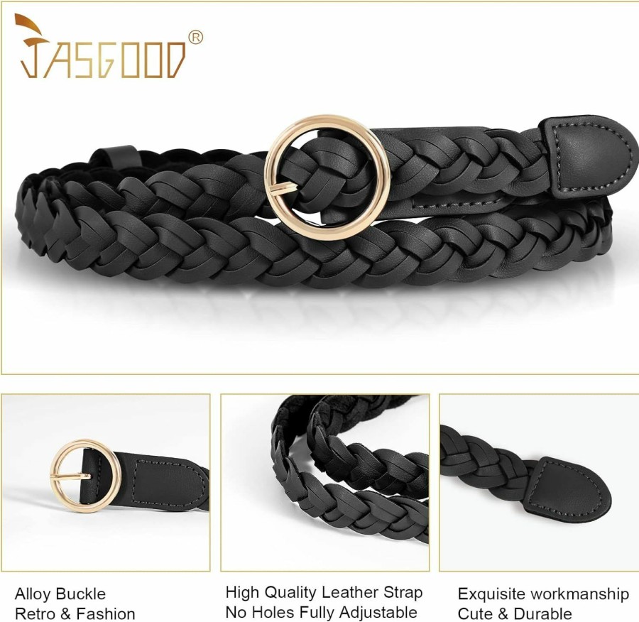 JASGOOD Jasgood Women'S Braided Leather Belts Skinny Woven Waist Belts For Jeans Pants Dress | Belts