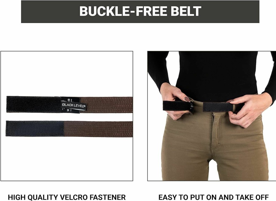 BLACKLEVEL Buckle-Free Belt | Men And Women | Metal-Free Belt | Comfortable And Lightweight | Velcro Fastener | Precise Fit | Belts