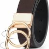 JASGOOD Jasgood Women Leather Belt, Reversible Belt, Leather Waist Belt For Jeans Dress With Gold Double O Ring Rotate Buckle | Belts