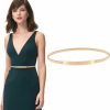 XZQTIVE Xzqtive Women Skinny Metal Chain Waist Belt Stretchy Saree Cinch Belt For Dress Gold Sliver | Belts