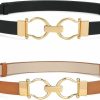 WHIPPY Whippy 2 Pack Women Leather Skinny Belts Ladies Thin Waist Belt With Gold Buckle For Dresses Pants | Belts