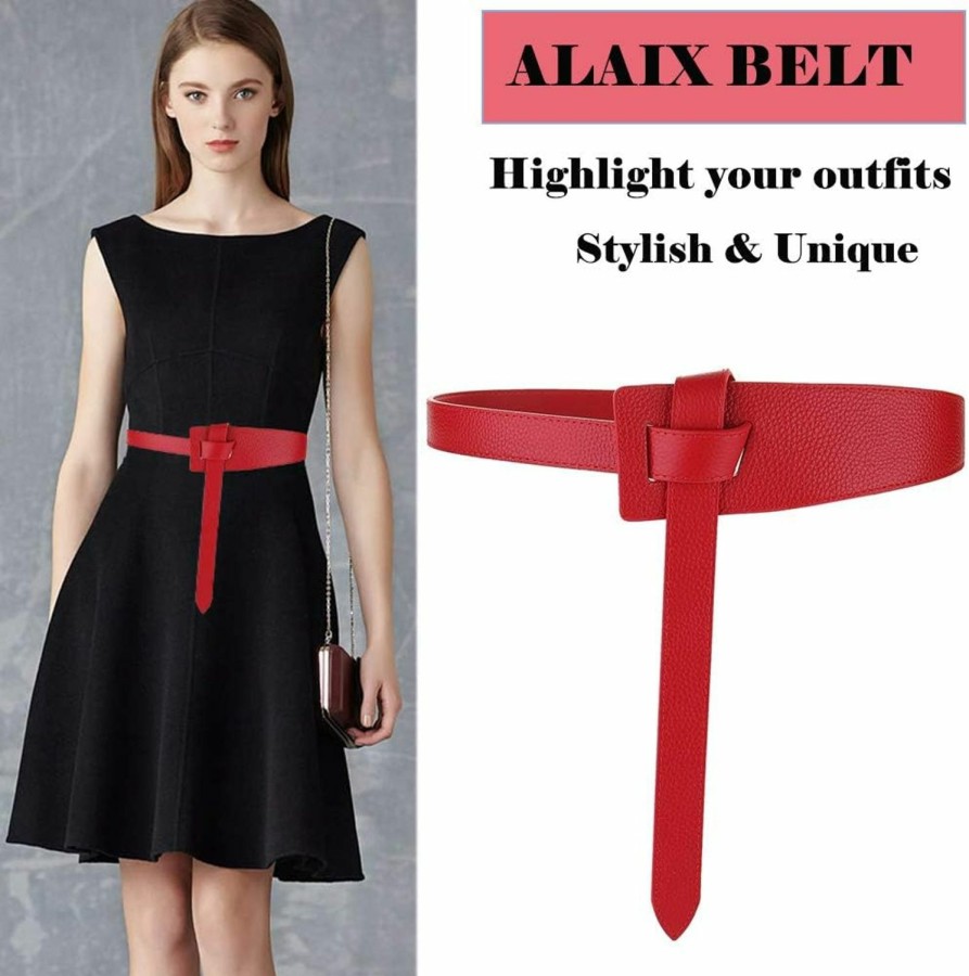 ALAIX Alaix Women'S Leather Belt Dress Belt For Jeans Jumpsuit Coat Fashion Tie A Knot Genuine Leather Waist Belt | Belts