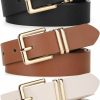 UnFader Unfader Pack 3 Women Belts For Jeans Pants, Fashion Gold Buckle Leather Belts | Belts