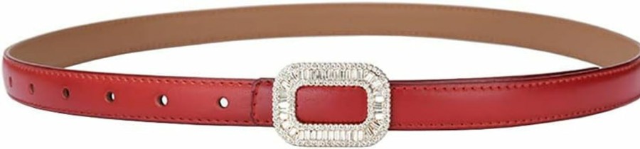 Yuangu Women Rhinestone Leather Belt, Womens Leather Belt With Crystal Diamond Buckle, Designer Belts For Pants Jeans Dresses | Belts