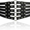 Iivos Fashion Women'S Pu Leather Wide Waist Belt Hollow Out Rivets Stretch Cinch Waistband | Belts