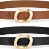 YooAi Womens Belt Leather Skinny Thin Waist Belt With Gold Oval Buckle For Dress Pants | Belts