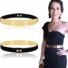 Bellady Women Elastic Mirror Metal Waist Belt Metallic Waistband,Golden, One Size | Belts