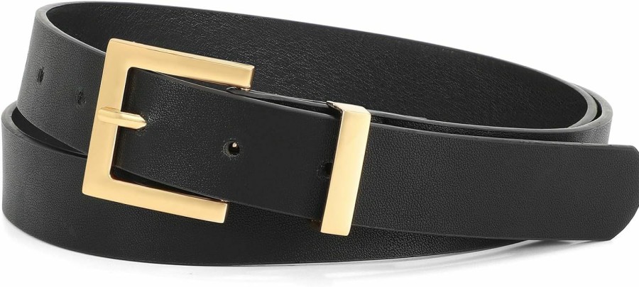 XZQTIVE Xzqtive Women'S Leather Belts For Jeans Pants Fashion Ladies Belt With Gold Silver Buckle Black Belt For Women | Belts