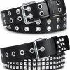 Syhood 2 Pcs Rivet Studded Punk Belt Double Grommet Belt Gothic Belt For Women Men Gift | Belts