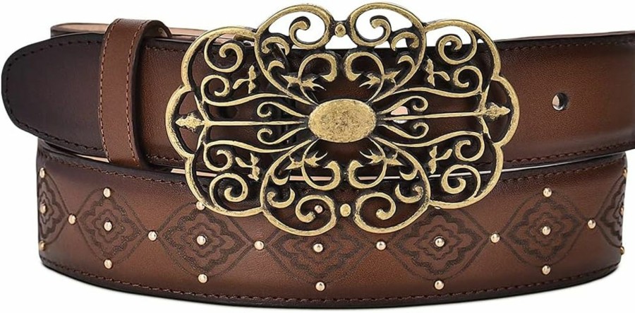 Cuadra Cuadra Women'S Western Belt In Bovine Leather With Studs Brown | Belts